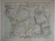 Farbig lithographierte Landkarte „Äquatorial-Afrika“ - Original von 1893 - Nottuln