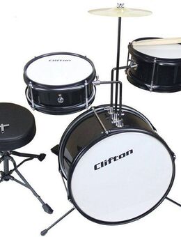 Clifton Kinderschlagzeug Junior Drum, schwarz, 3-St.