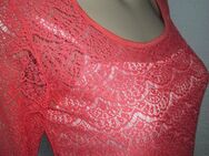 NEUw * Original VINTAGE * Lace- Spitzen * Dreiviertel Arm * Bodycon * T- Shirt * Gr. 38- 40/ S- M * lachs * koralle * - Riedlingen