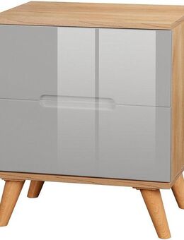 andas Nachtschrank Lund Nachttisch Beistellschrank Kommode mit Hochglanzfronten Nachtkommode mit 2 Schubladen Bestseller im skandinavischem Design