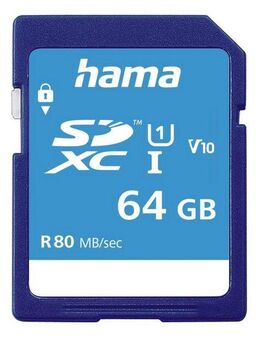 Hama SD Karte, Memory Fast, Class 10 UHS-I Speicherkarte (64 GB, UHS-I Class 10, 80 MB/s Lesegeschwindigkeit)
