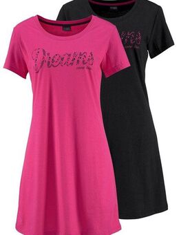 Vivance Dreams Sleepshirt (2er-Pack) mit Print in Spitzenoptik