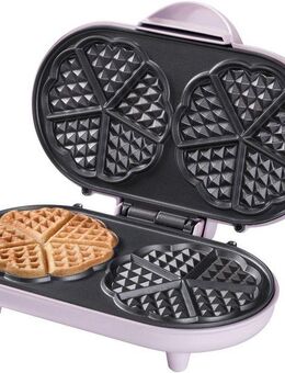 bestron Waffeleisen ADWM1000P Doppel-Waffelmaker, 1000 W, für klassische Herzwaffeln, Antihaftbeschichtung