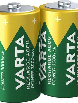 VARTA RECHARGE ACCU Power vorgeladener D Mono NiMH Akku (2er Pack, 3000mAh) Batterie, (1,2 V, 2 St)