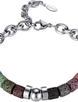 Firetti Armband Schmuck Geschenk Edelstahl Armschmuck Ankerkettengliederung, mit Lavastein