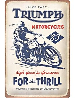 Schönes Triumph For the Thrill Blechschild Biker Motorrad 20x30 cm - Berlin