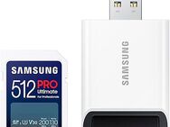 Samsung SD PRO Ultimate + USB Adapter Speicherkarte (512 GB, Video Speed Class 30 (V30)/UHS Speed Class 3 (U3), 200 MB/s Lesegeschwindigkeit)