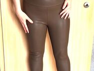 Wetlook Leggings Leggins sexy schwarz Lederhose Kunstlederhose Hose - Leipzig Alt-West