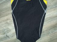 NEU! ADIDAS Sport Athletic Badeanzug Damen Gr. 38 S/M 176 schwarz neongelb grau weiße Streifen - Versand - Schellerten