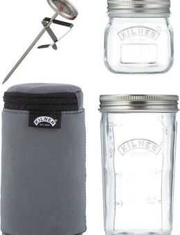 KILNER Aufbewahrungssystem, Glas, (Set, 4-tlg), mit Schraubdeckel, sowie ein Thermometer und Neopren-Isolierbeutel)
