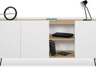 TemaHome Sideboard Nina, Kommode, schwarz lackiertes Metallgestell, Breite 180 cm
