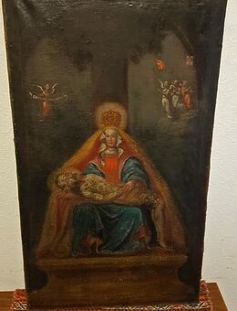 18Jh Ölgemälde Pietà Maria Jesus Christus Engel Kreuz Fahne Marien Krone - Nürnberg