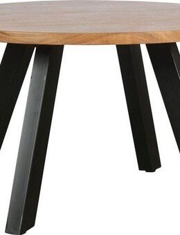byLIVING Couchtisch ULM, mit massiver Akazien - Platte und schwarzem Metallgestell, rund 75cm.
