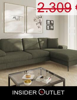 Kleines Ecksofa 247x171cm Cord Olive Grün im Skandi Design - Köln