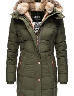 Marikoo Wintermantel Lieblings Jacke stylischer Winter Steppmantel m. Kunstpelz-Kapuze
