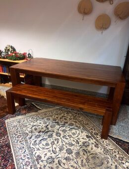 → Tisch Holztisch Teak Esstisch mit Bank - Überlingen Zentrum