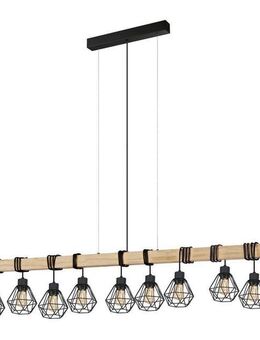 EGLO Hängeleuchte TOWNSHEND 5, ohne Leuchtmittel, Vintage Pendellampe, Hängelampe, Schwarz, braun, FSC zertifiziert, E27