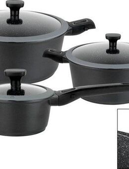 GSW Topf-Set Easy Click, Aluminiumguss (Set, 6-tlg., 1x Kochtopf Ø 20 cm, 1x Kochtopf Ø 24 cm, 1x Stielkasserolle Ø 16 cm), Induktion