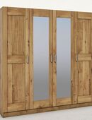 Kleiderschrank 4trg. mit Spiegel Tobi 4S Wildeiche teilmassiv geölt in 32278