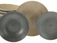 CreaTable Teller-Set Catania Mix, Tellerset 18-tlg. (18-tlg), 6 Personen, Steinzeug, Vintage Farben, Ausdrucksstarkes Relief, Handwerklicher Charakter
