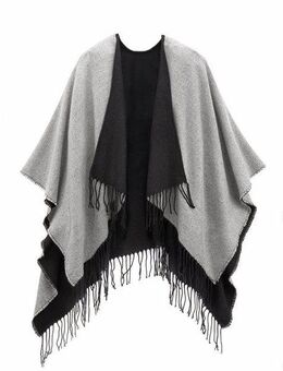 LASCANA Strickponcho Cape Poncho zum Wenden, Fransentuch, Schal VEGAN