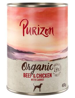 Sparpaket Purizon Organic 24 x 400 g - Rind und Huhn mit Karotte