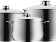 WMF Topf-Set Diadem Plus, Cromargan® Edelstahl Rostfrei 18/10 (Set, 6-tlg), hochglanzpoliert, hochwertiger Glasdeckel, spülmaschinengeeignet
