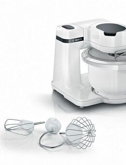 BOSCH Küchenmaschine Serie 2 MUMS2AW00, Kunstoffschüssel, weiß, 700 W, 3,8 l Schüssel, Planetenrührwerk, Knethaken/Schlag-/Rührbesen Edelstahl, 4 Stufen