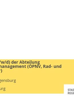 Leitung (m/w/d) der Abteilung Mobilitätsmanagement (ÖPNV, Rad- und Fußverkehr) - Regensburg