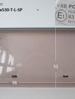 Dethleffs Wohnwagen Fenster ca 98 x 53 V-X/B Polyplastic Roxite PMMA E1 43R-001745 0511 trapezförmig, links, gebr, zB. Beduin Emotion 595s BJ 2006 - Sonderpreis - Fahrerseite (links) - Schotten Zentrum