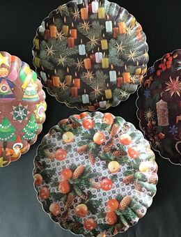 Vintage Weihnachtliche ältere 4 Pappe Teller Weihnachtsschmuck - Meerbusch