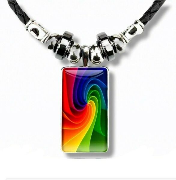 Regenbogen Anhänger Halskette Modeschmuck Farbig Rechteck 15,90* - Villingen-Schwenningen