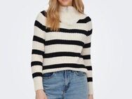 ONLY Stehkragenpullover ONLLEISE FREYA LS ZIP HIGH NECK KNT NOOS mit Streifenmuster