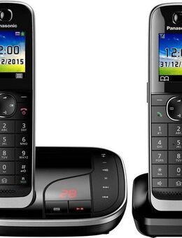 Panasonic KX-TGJ322 Schnurloses DECT-Telefon (Mobilteile: 2, mit Anrufbeantworter, Weckfunktion, Freisprechen)
