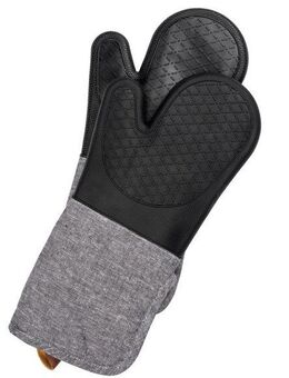 WENKO Topfhandschuhe Modell Ada, (Set, 2-tlg), Ofen- und Grillhandschuhe, extra langer Schaft, Baumwollinnenseite