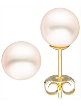 JOBO Paar Ohrstecker, 333 Gold mit Süßwasser-Zuchtperlen 6,5 mm