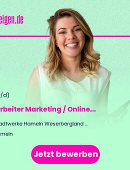 Mitarbeiter Marketing / Online Marketing (m/w/d) - Hameln