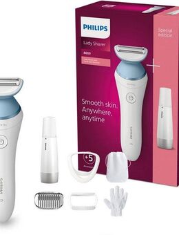 Philips Elektrokörperrasierer SatinShave Advanced Series 8000 BRL166/91, Aufsätze: 3, nass oder trocken, inkl. Gesichtshaartrimmer, Handschuh, Tasche