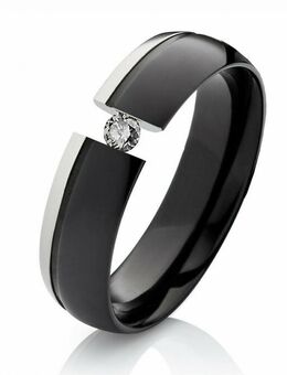 Damenring Titanring DT080 schwarz und Diamant - Aholming