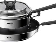 Tefal Topf-Set G737S5 Opti'Space lig, Edelstahl (Set, 5-tlg., Stielkasserolle 16 cm, Kochtopf 20 cm, je mit Deckel, Pfanne 28 cm), Antihaftversiegelung (Pfanne), für alle Herdarten inkl. Induktion