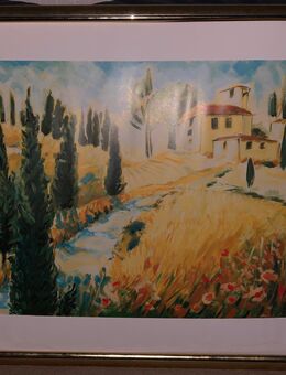 Landschaftsbild mit goldfarbenenem Rahmen, ohne Glas 60 x 80 cm - Baunatal