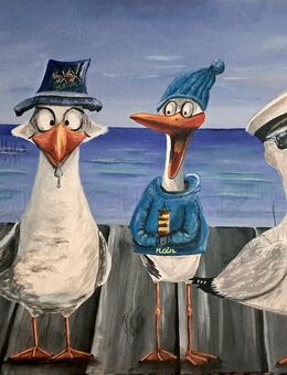 Die Nordseemöven mit Blödsinn im Kopf Acryl auf Leinwand - Köln