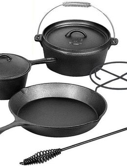 El Fuego Topf-Set El Fuego® Dutch Oven, Eisenguss (Set, 7-tlg), aus Gusseisen, mit spezieller Oberflächenveredelung