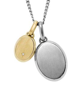 Fossil Kette mit Anhänger Schmuck Geschenk Edelstahl DREW Bicolor (Set, 3-tlg), mit Glasstein