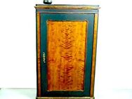 Biedermeier Vertiko Geschirrschrank / Wäscheschrank, 1-türig, um 1870, Wurzelholz + Dunkelgrau - Sinzig
