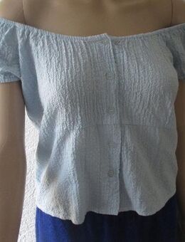 NEU * DESIGNER * Crinkel * Knitter * Off Shoulder * Carmen * Bluse * Tunika * Gr. 34, 36- 38, 40/ XS- M * hell- himmel- blau * - Riedlingen
