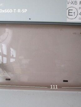 Dethleffs Wohnwagen Fenster ca 111 x 66 V-X/B Polyplastic Roxite PMMA E1 43R-001745 0511 trapezförmig, rechts gebr, zB. Beduin Emotion 595s BJ 2006 - Sonderpreis - Beifahrerseite (rechts) - Schotten Zentrum