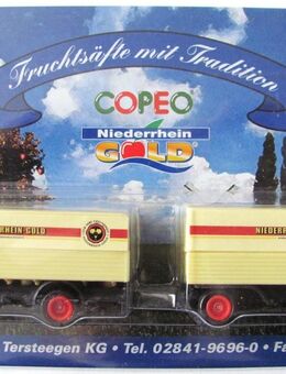 Niederrhein Gold Nr.03 - Fruchtsäfte mit Tradition - MB L322 - Hängerzug Oldie auf Blechschild - Doberschütz
