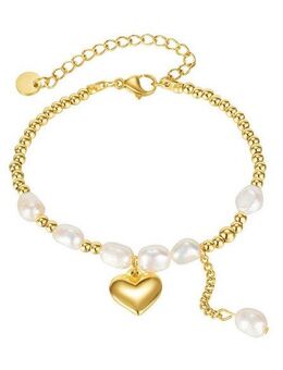 Firetti Edelstahlarmband Schmuck Geschenk Herz & Perlen, mit Süßwasserzuchtperle