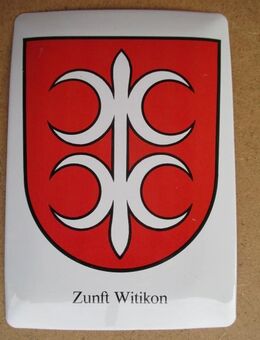 Sächsiilüüte Zunftwappen Witikon 1980 Postkarte aus Blech - Volketswil